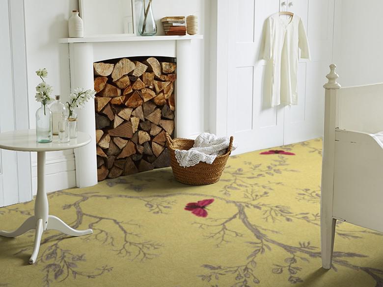 Yellow Ruskin Butterfly 6/50155 View in a room Brintons Carpets