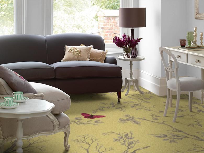 Yellow Ruskin Butterfly 6/50155 View in a room Brintons Carpets